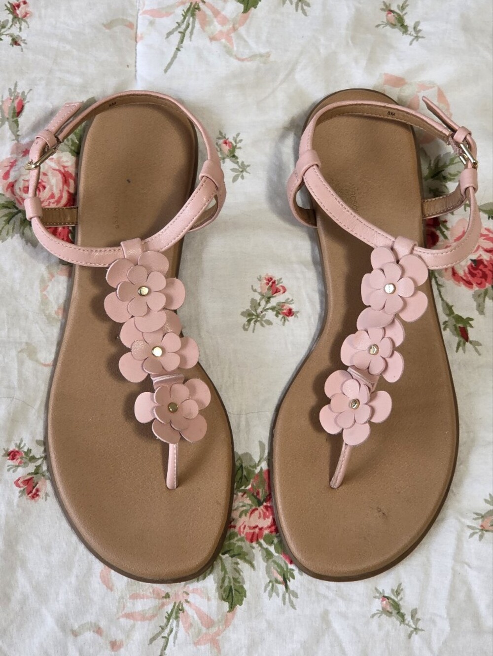 Aerosoles Blush Pink Flower 🌸 Thong Sandal Sz 8 Soft Girl Coquette Balletcore
